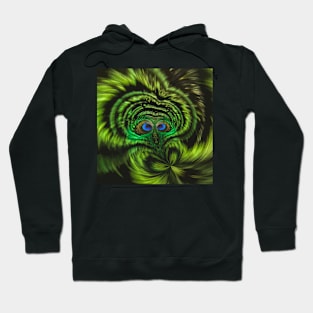 Owl Fractal Green Pattern Design Hoodie